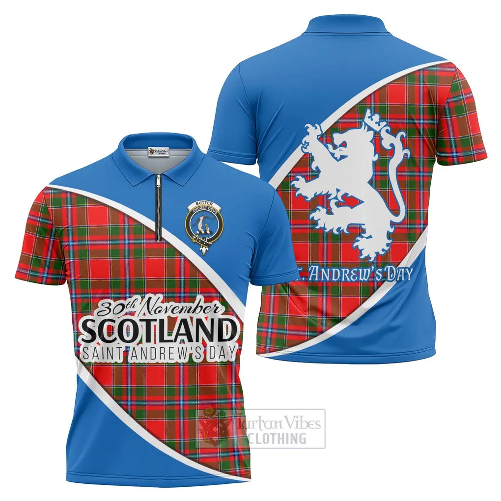 Butter Family Crest Tartan Zipper Polo Shirt Celebrate Saint Andrew's Day in Style