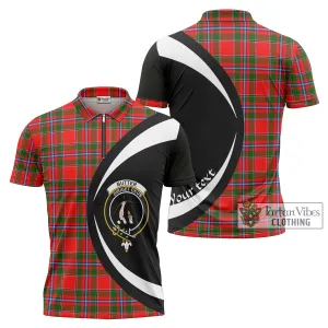 Butter Tartan Zipper Polo Shirt with Family Crest Circle Style