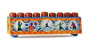 Ceramic Collectible Sports Menorah - Basketball