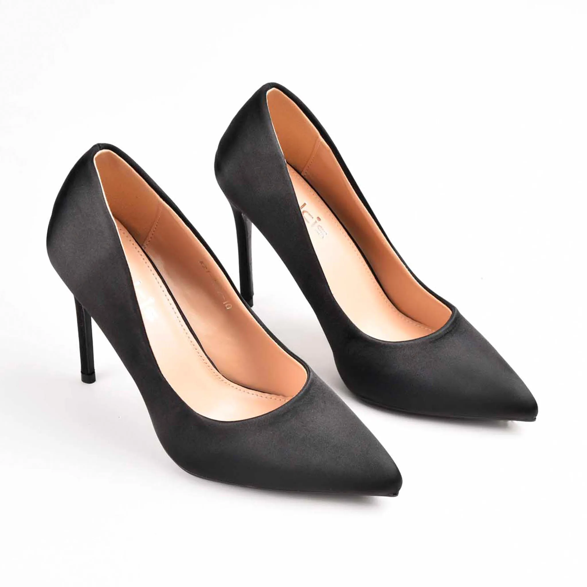 Classic Black Satin High Heel Pumps | 471M-C