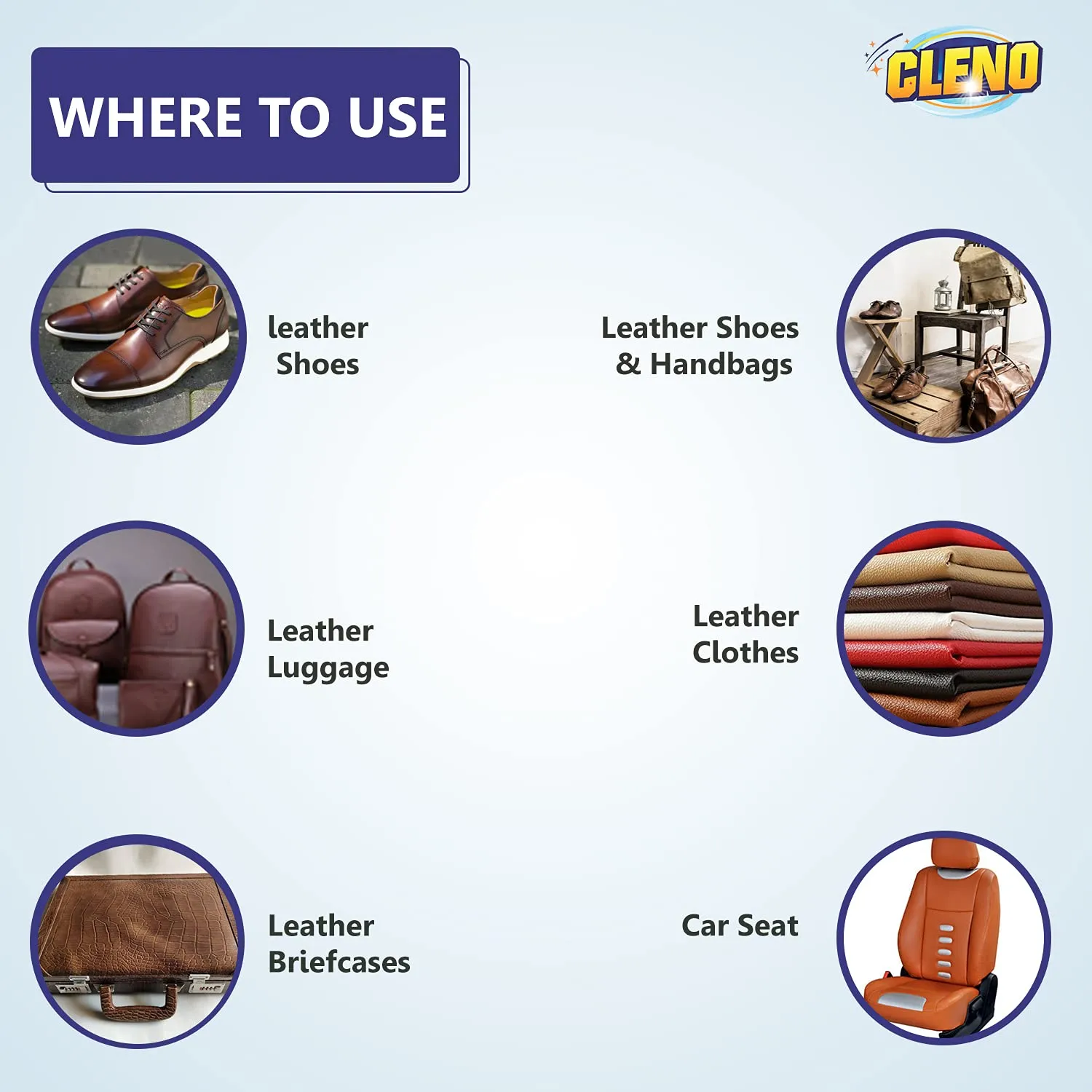 Cleno Conditioning Leather Surface Wet Wipes for Sofas, Bags, Leather Clothes & Interior, Car Seat, Luggage, Briefcases, Shoes, Handbags, Restores Polish and Gives Shine - 50 Wipes (Pack of 2) (Ready to Use)