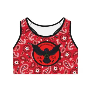 Crowgodshi Designer Red Bandana Sports Bra