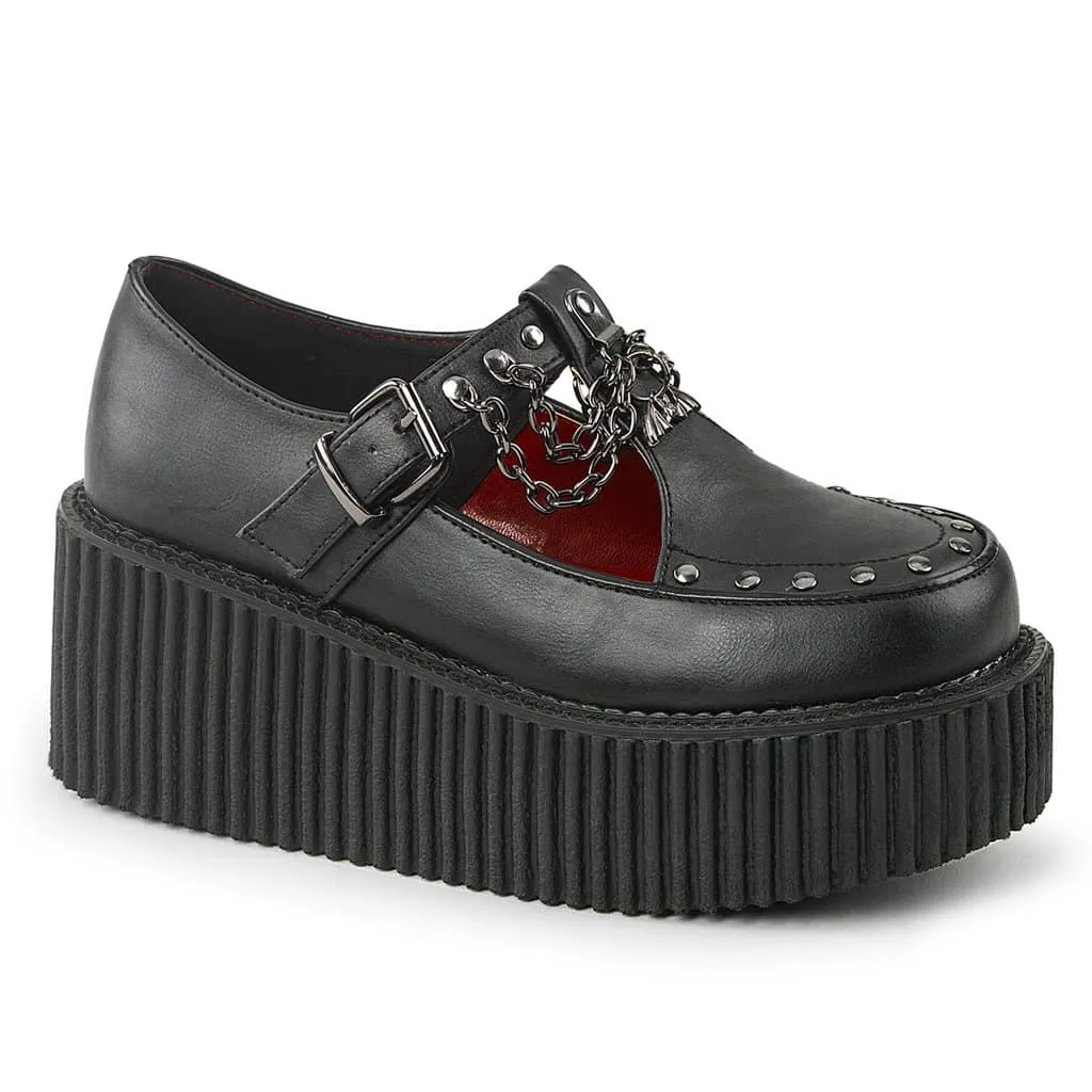 Demonia Platform T-Strap Creeper-215