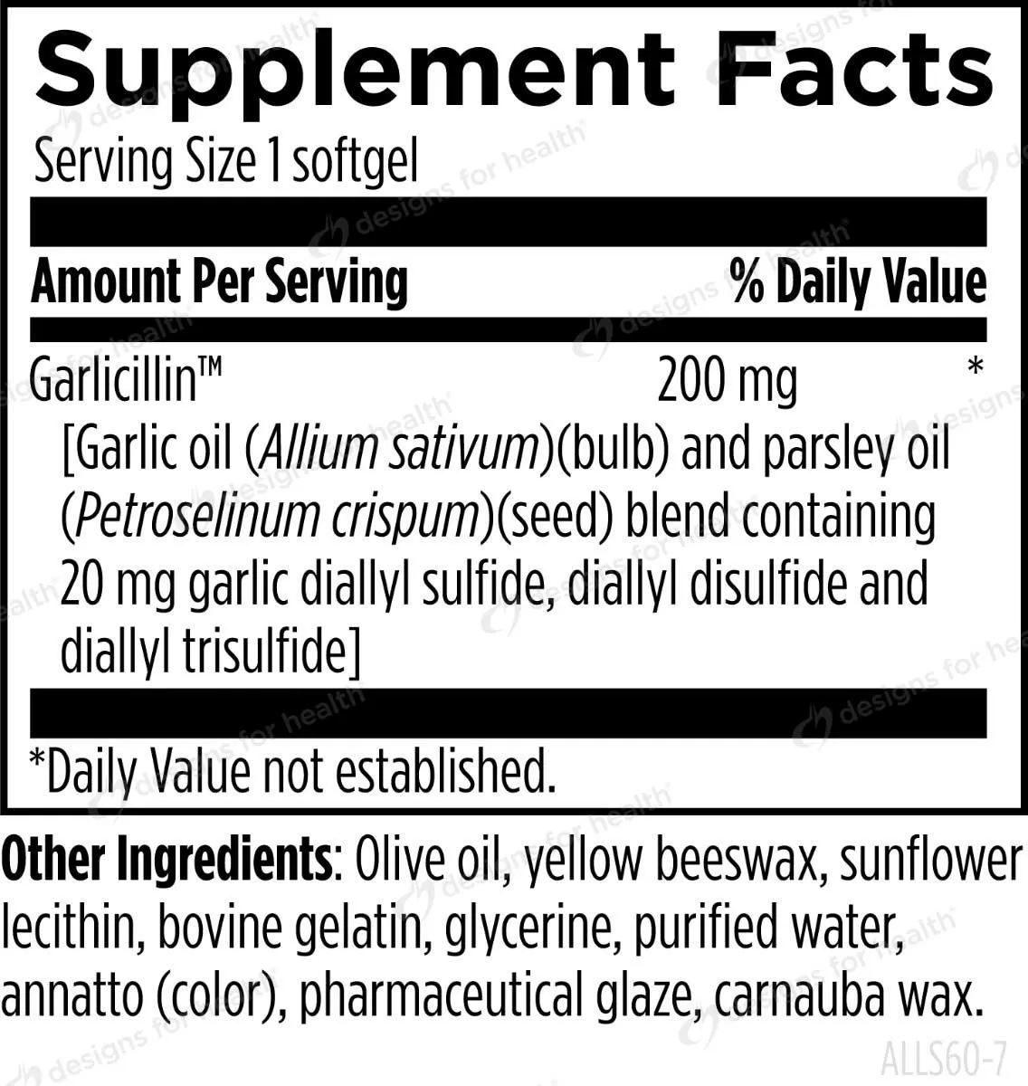 Designs for Health Allicillin