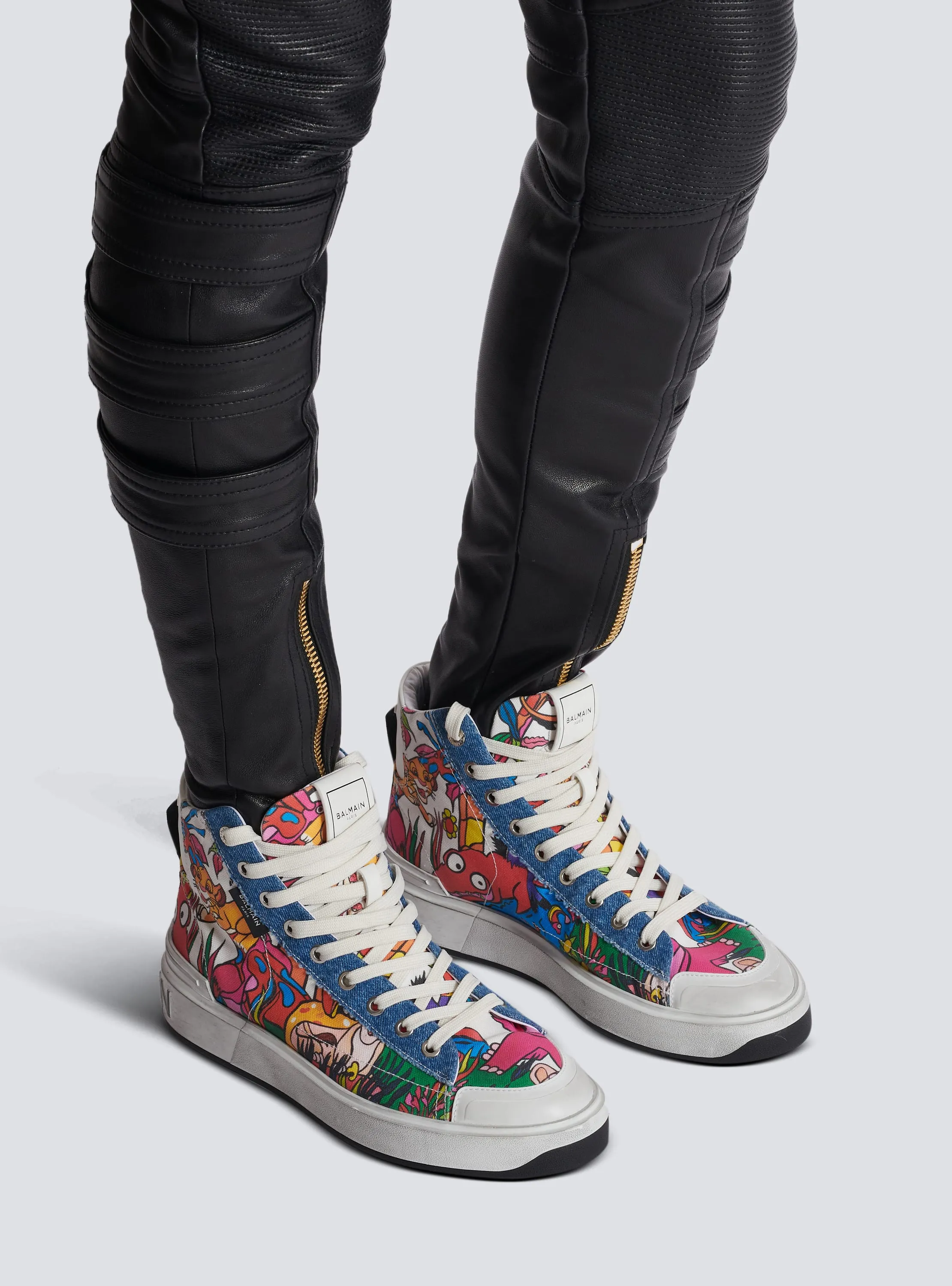 Disney X Balmain: The Lion King - B-Court High Top Trainers With Enfant Précoce Print