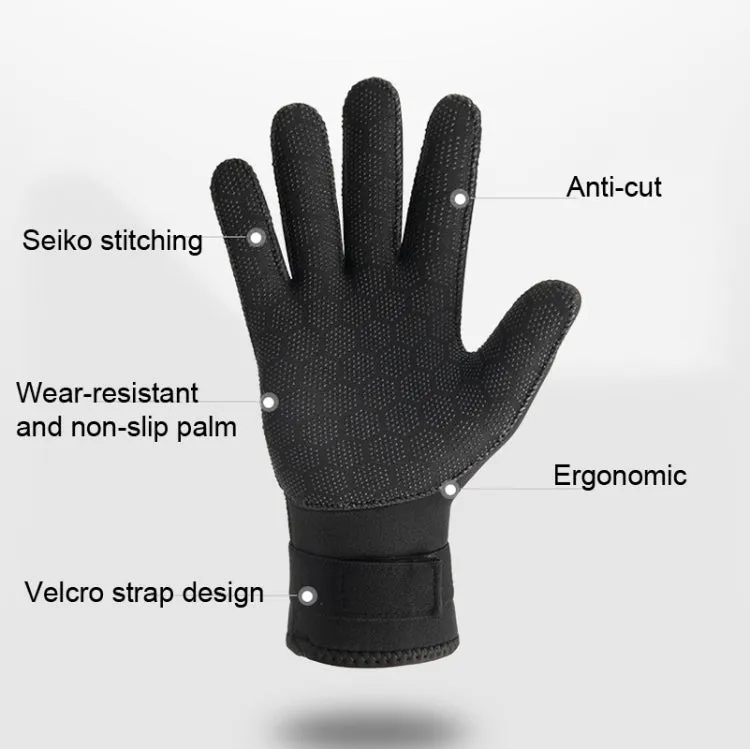 DIVESTAR Diving Gloves Cut & Stab Resistant Sports Gloves, Model: 5mm, Size: S