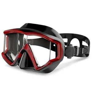 DM600 Silica Gel Diving Mask Swimming Goggles Diving Equipment for Adults (Red   Black)