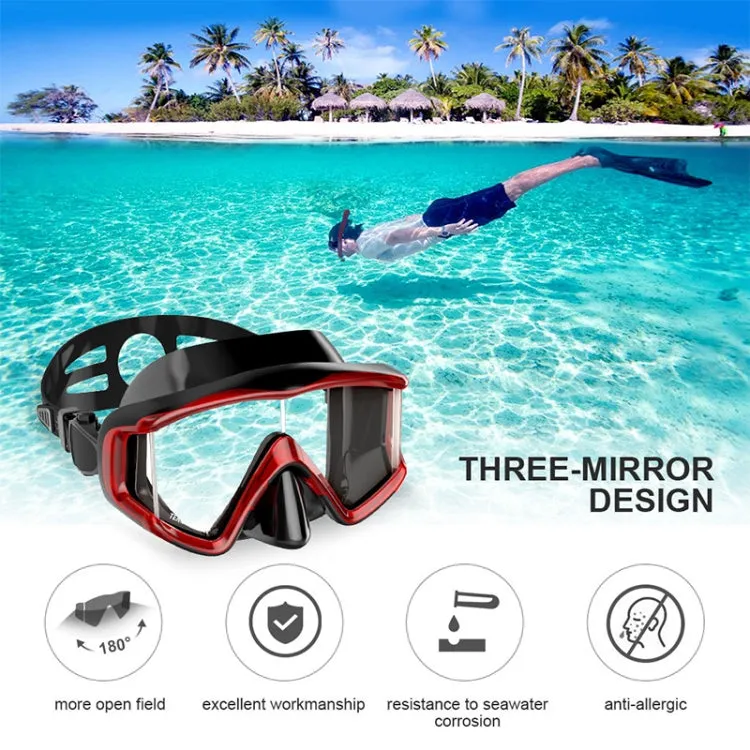 DM600 Silica Gel Diving Mask Swimming Goggles Diving Equipment for Adults (Red   Black)