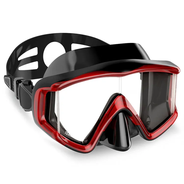 DM600 Silica Gel Diving Mask Swimming Goggles Diving Equipment for Adults (Red   Black)