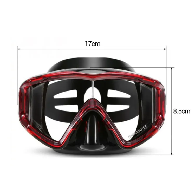 DM600 Silica Gel Diving Mask Swimming Goggles Diving Equipment for Adults (Red   Black)