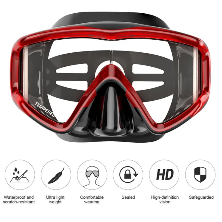 DM600 Silica Gel Diving Mask Swimming Goggles Diving Equipment for Adults (Red   Black)