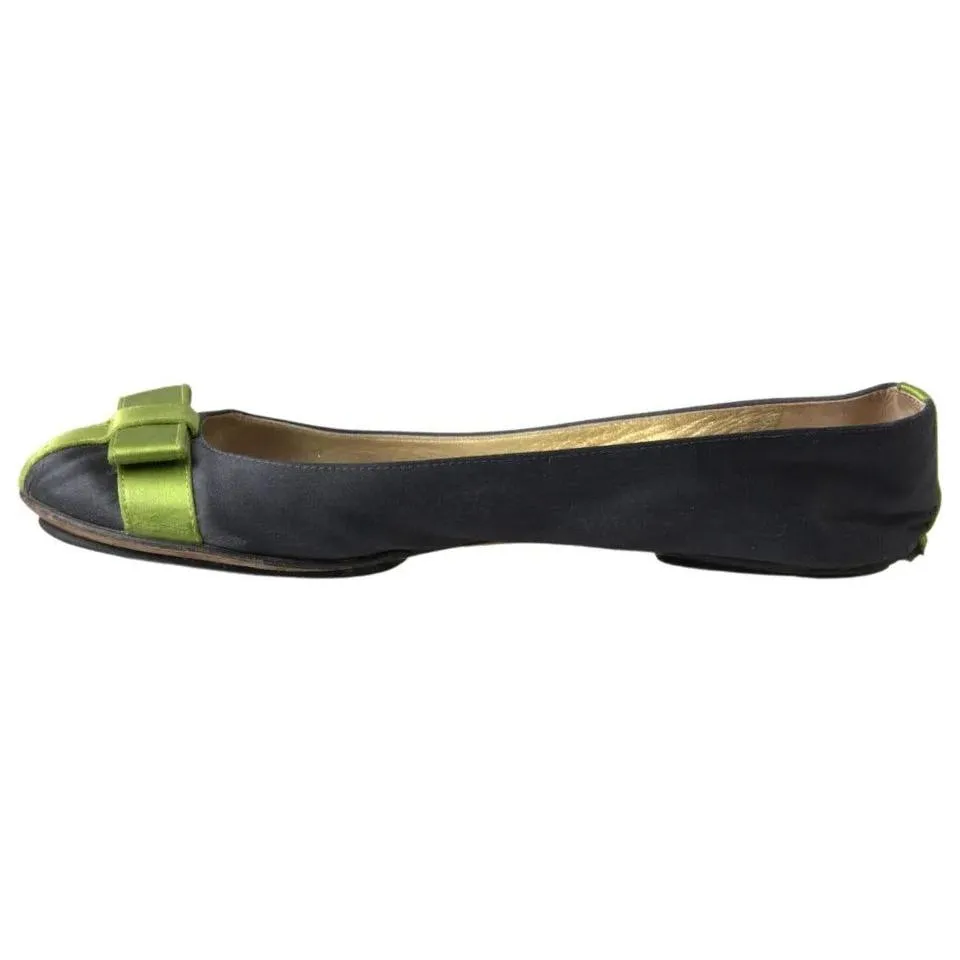 Dolce & Gabbana Black Green Loafers Ballerina Flats Shoes