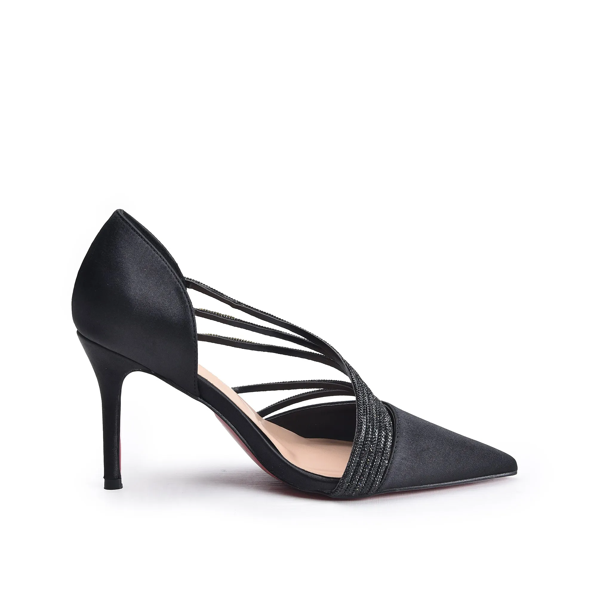 Elegant Black Strappy High Heel Pumps | 411N-C