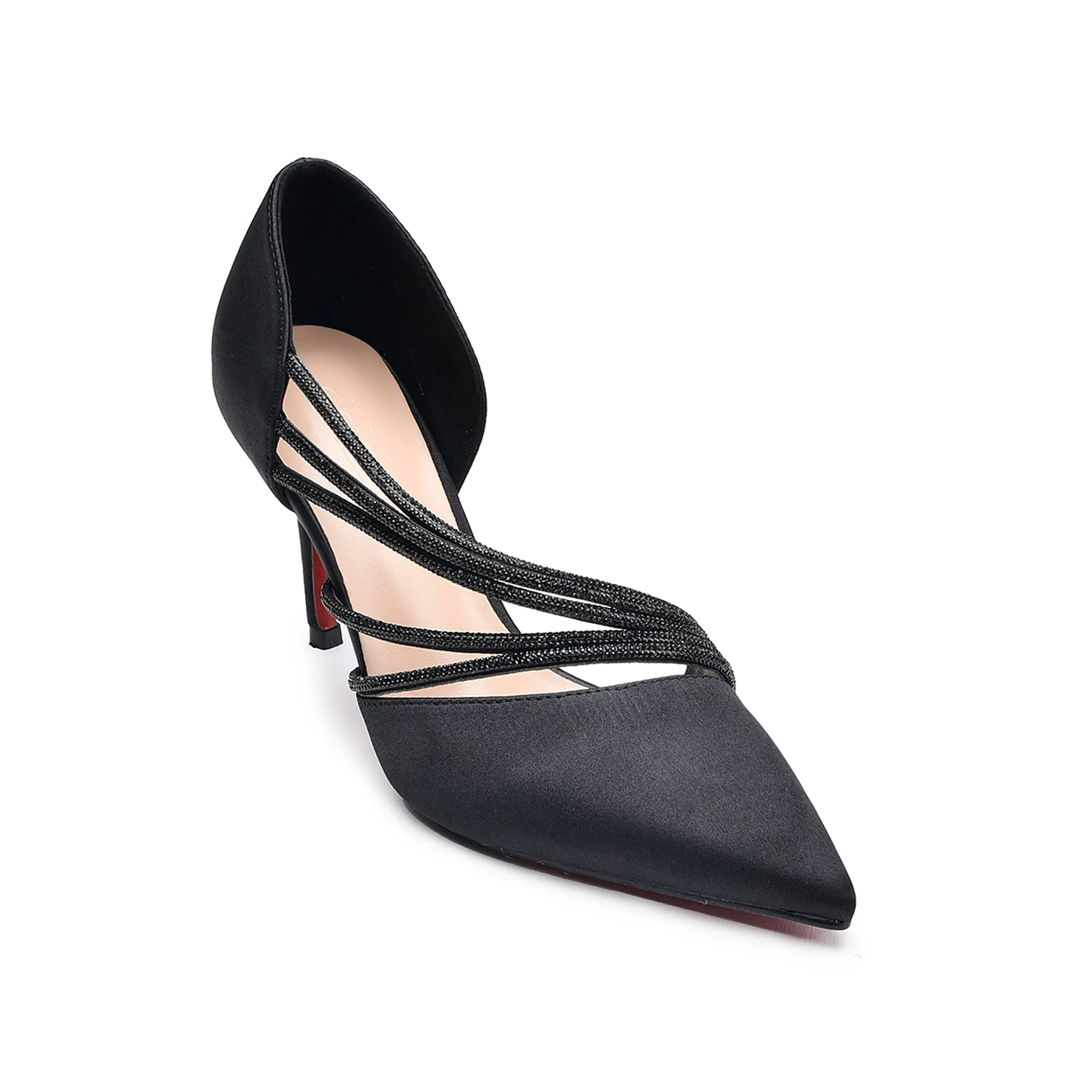 Elegant Black Strappy High Heel Pumps | 411N-C