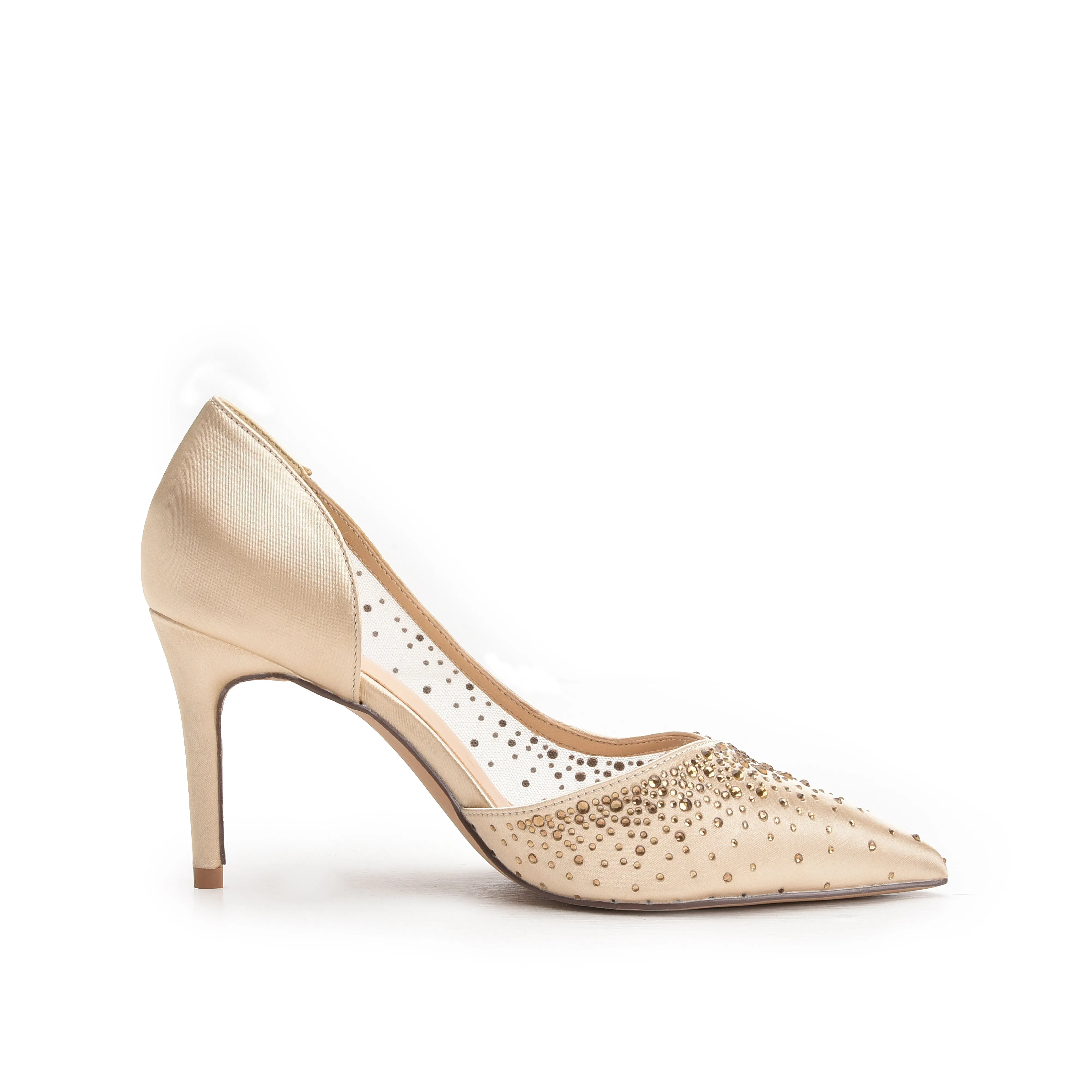 Elegant Gold Rhinestone High Heel Pumps | 431N-X