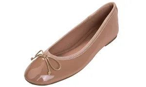 Feversole Women's Macaroon Nude Memory Foam Cushion Insock Patent Ballet Flat