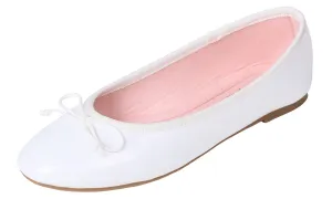 Feversole Women's Macaroon White Memory Foam Cushion Insock Patent Ballet Flat