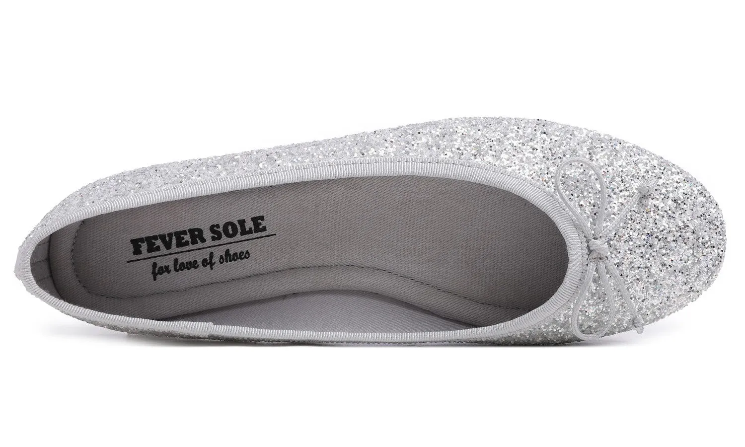 Feversole Women's Sparkle Memory Foam Cushioned Colorful Shiny Ballet Flats Glitter Ice Silver