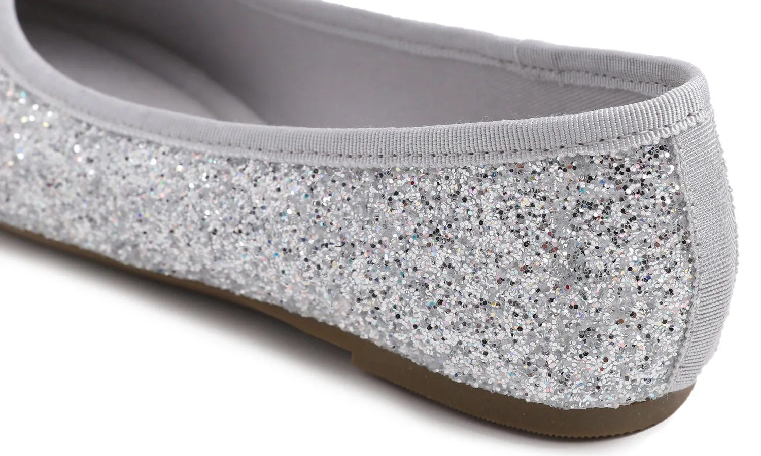 Feversole Women's Sparkle Memory Foam Cushioned Colorful Shiny Ballet Flats Glitter Ice Silver