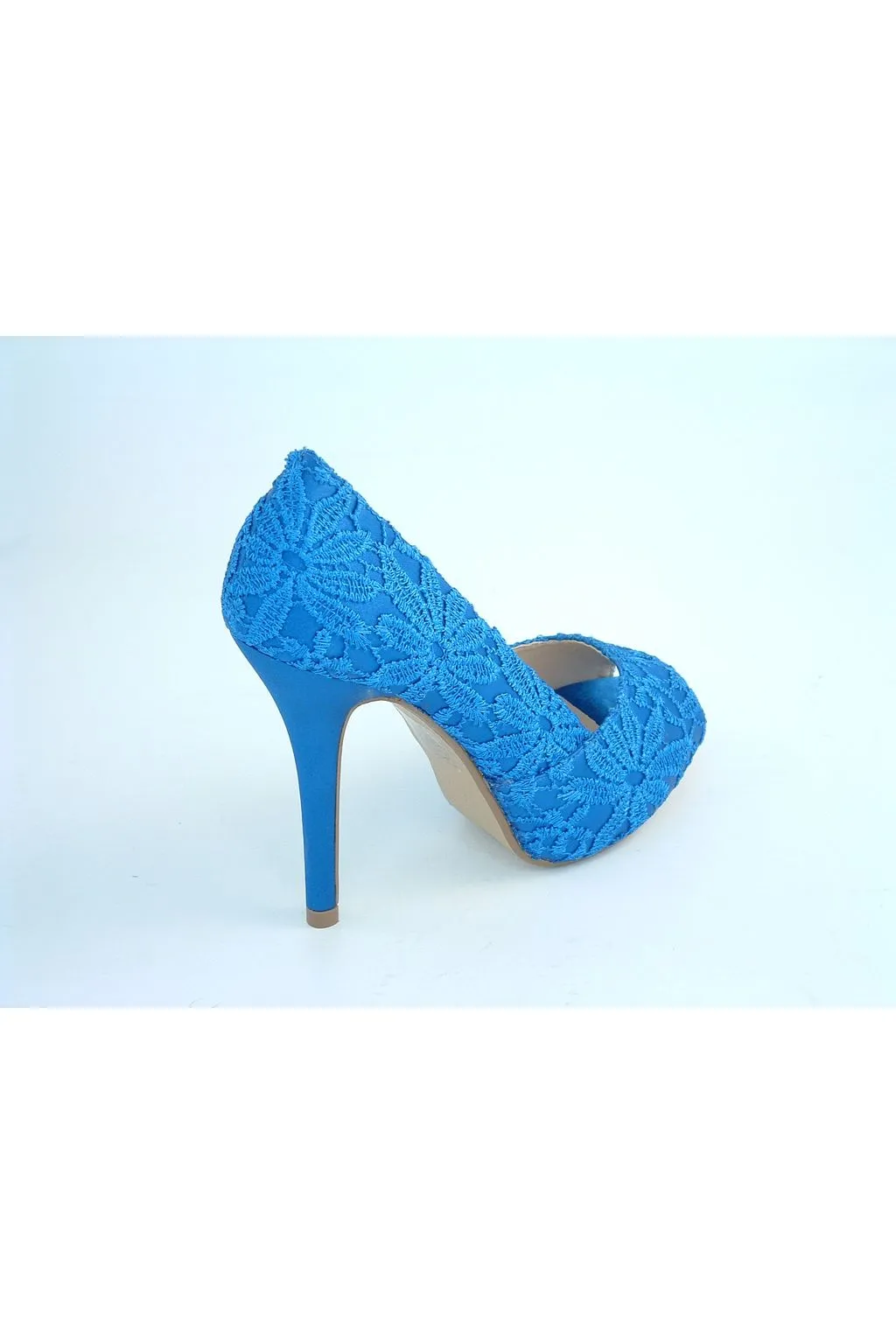 Glitz Shoes Glamour N Glitz Lace Satin Peep Toe Court Shoe