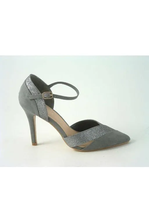 Glitz Shoes Roxie Suede N Glitter Dorsey Court Shoe