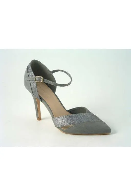 Glitz Shoes Roxie Suede N Glitter Dorsey Court Shoe