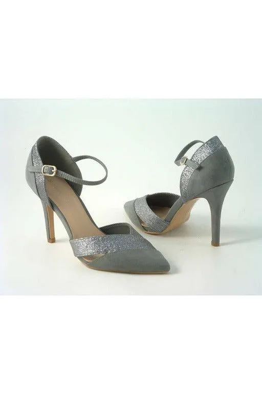 Glitz Shoes Roxie Suede N Glitter Dorsey Court Shoe