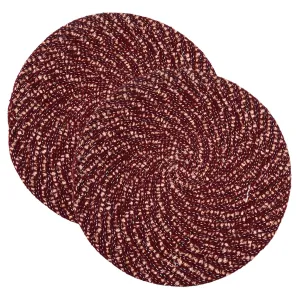 Heart Home Door Mat | Round Shape Feather Door Mat | Cotton Reversible Mat | Door Mat for Kitchen | Door Mat for Home | 16 Inch | Small | Pack of 2 | Maroon