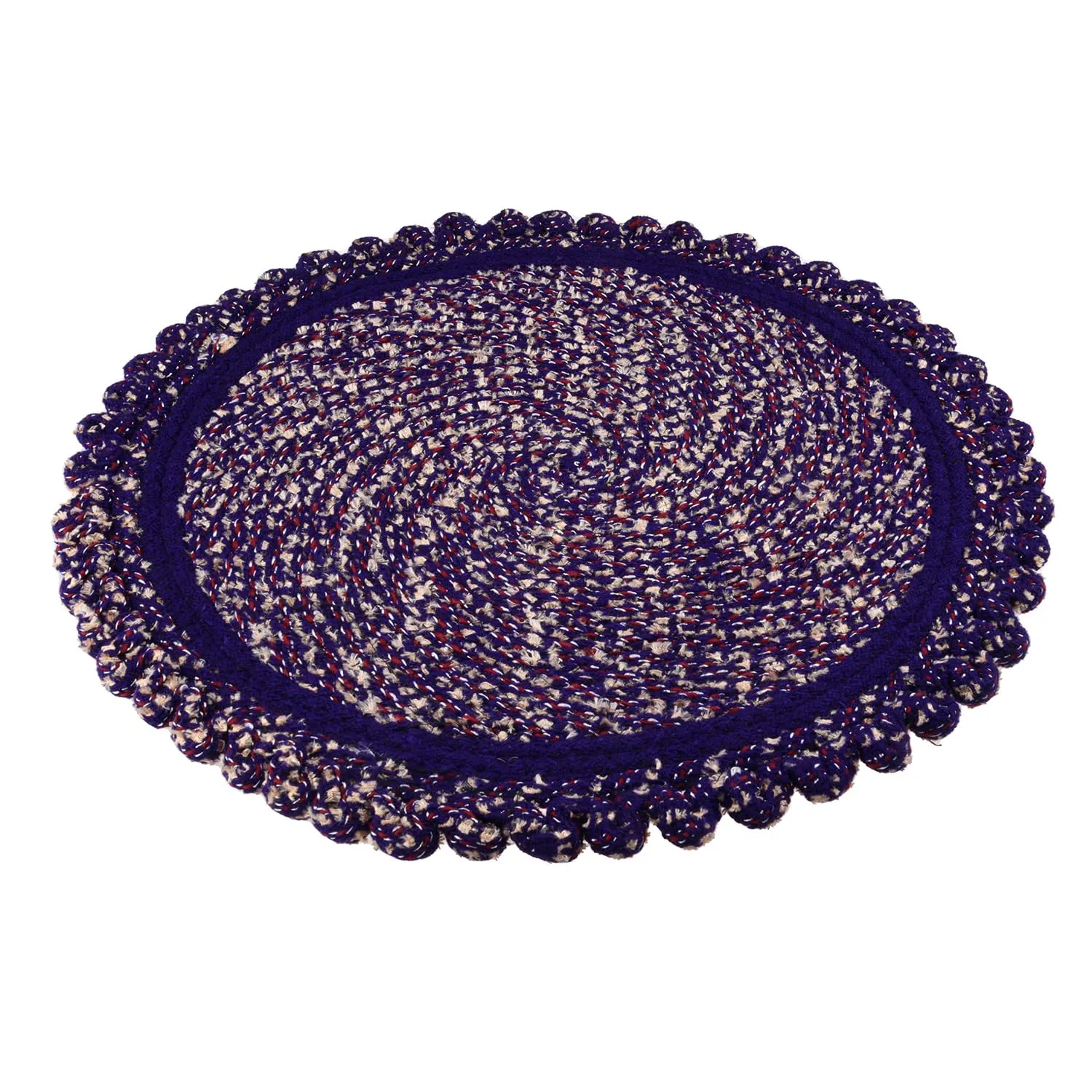 Heart Home Door Mat | Round Shape Feather Door Mat | Cotton Reversible Mat | Door Mat for Kitchen | Door Mat for Home | 20 Inch | Large | Purple