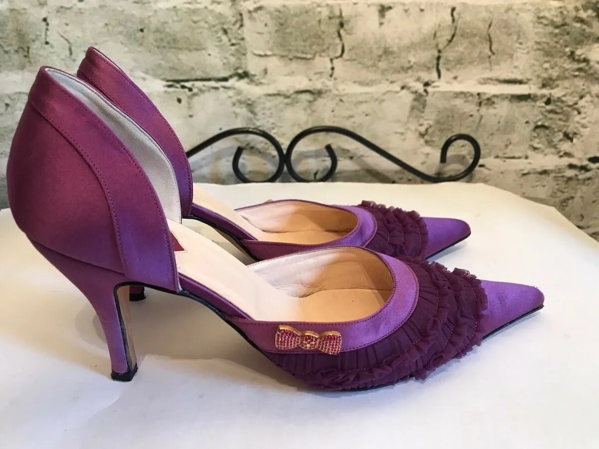 Hobbs magenta satin bow shoes UK 7 US 9.5 EU 41