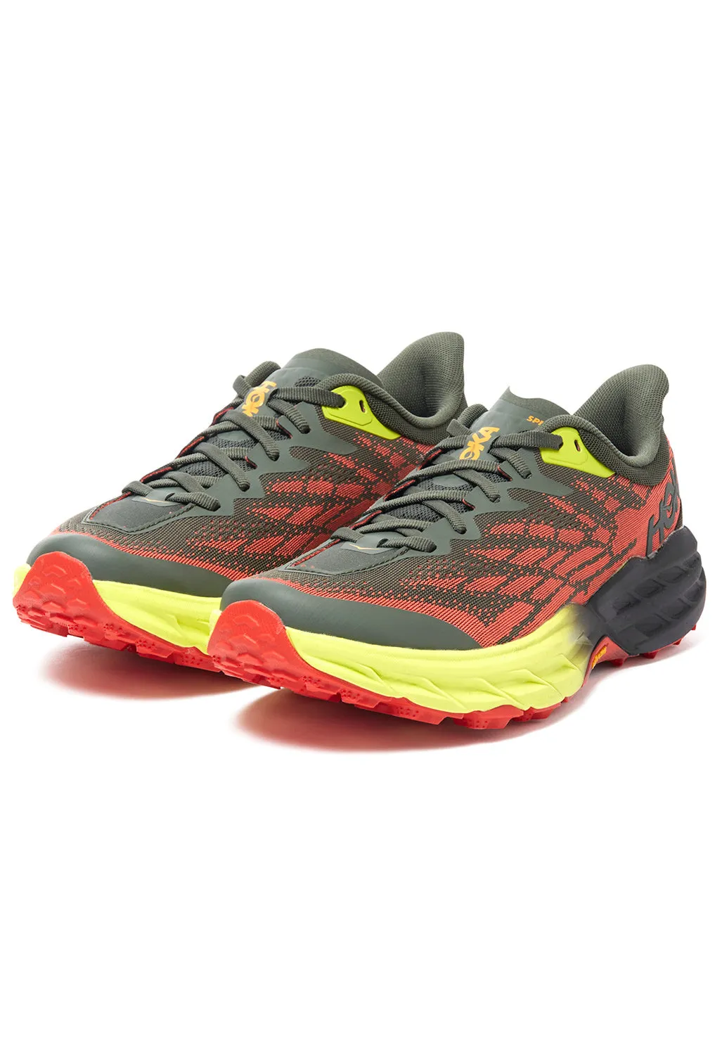 Hoka Speedgoat 5 Men's Trail Shoes - Thyme / Fiesta