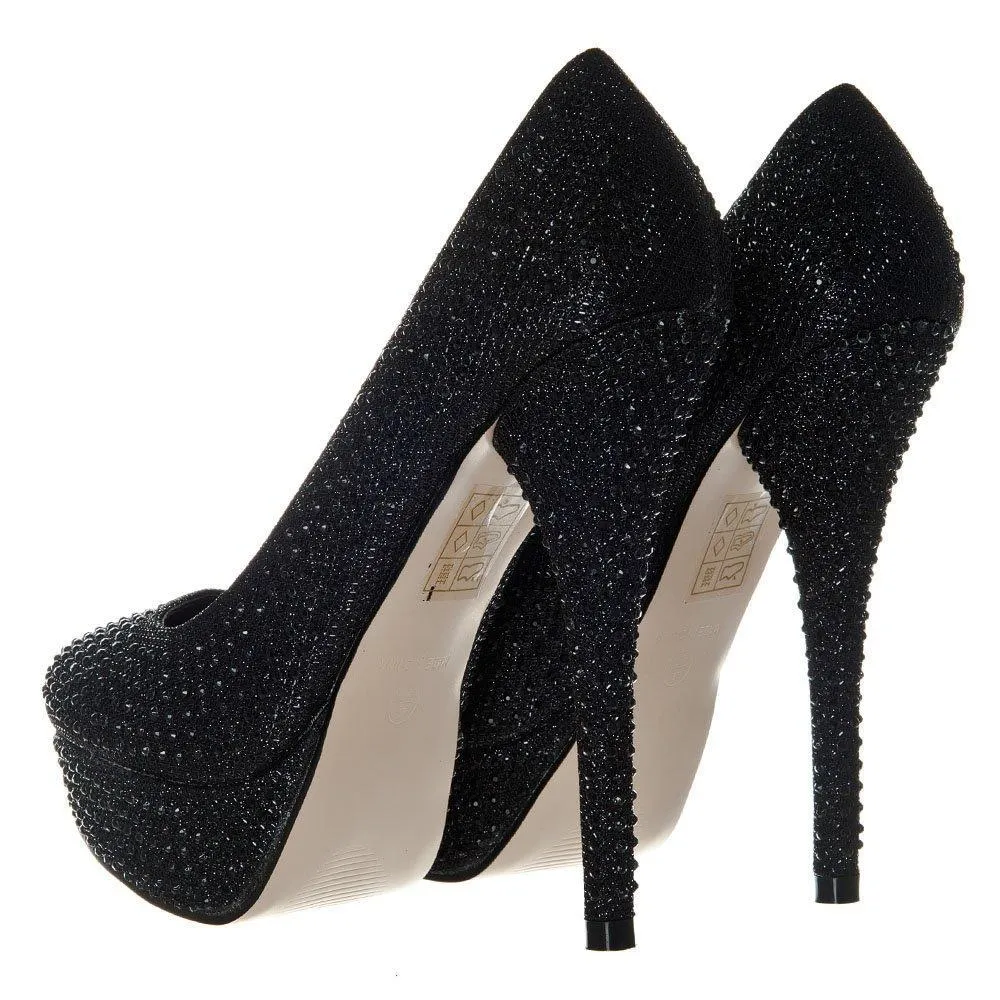 Jenika Round Toe High Heel Concealed Platform Court Shoe