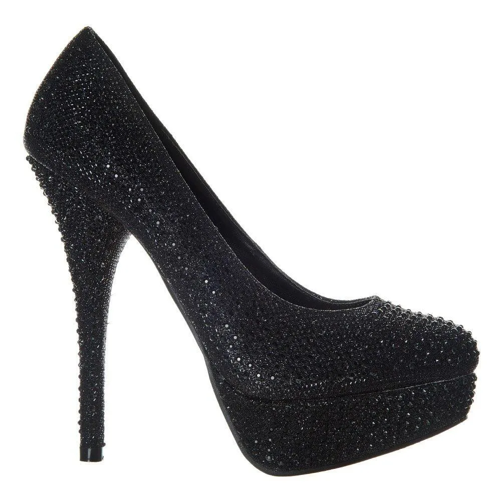 Jenika Round Toe High Heel Concealed Platform Court Shoe