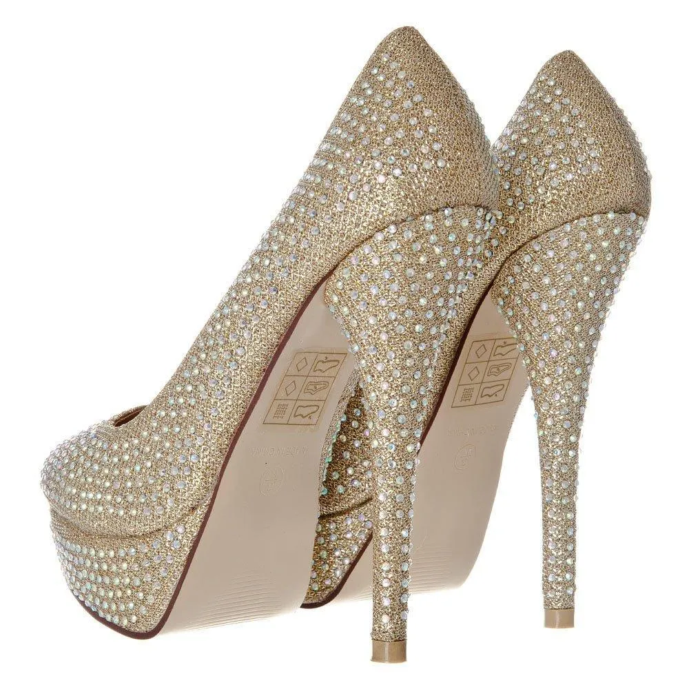 Jenika Round Toe High Heel Concealed Platform Court Shoe