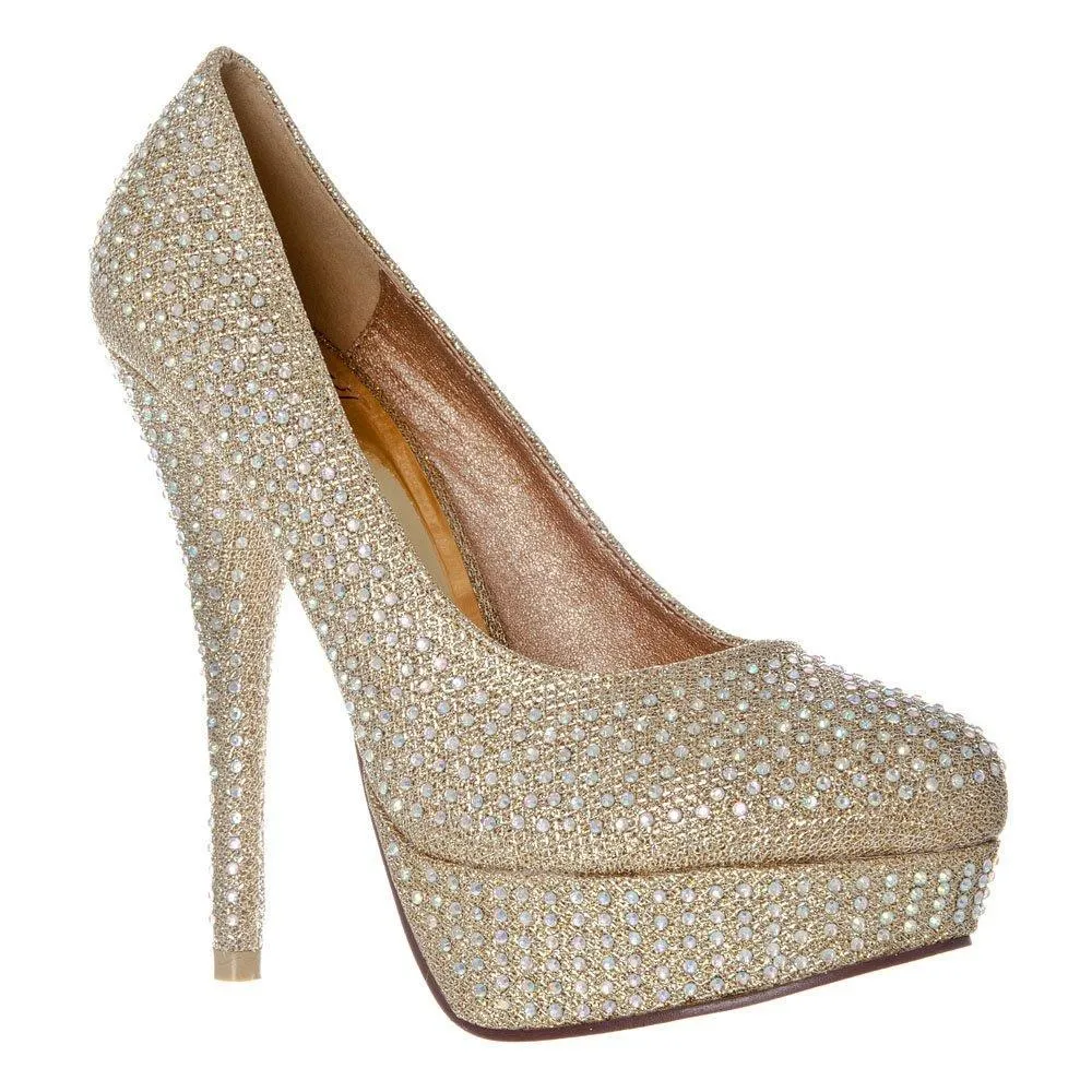 Jenika Round Toe High Heel Concealed Platform Court Shoe