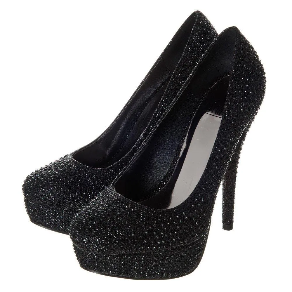 Jenika Round Toe High Heel Concealed Platform Court Shoe