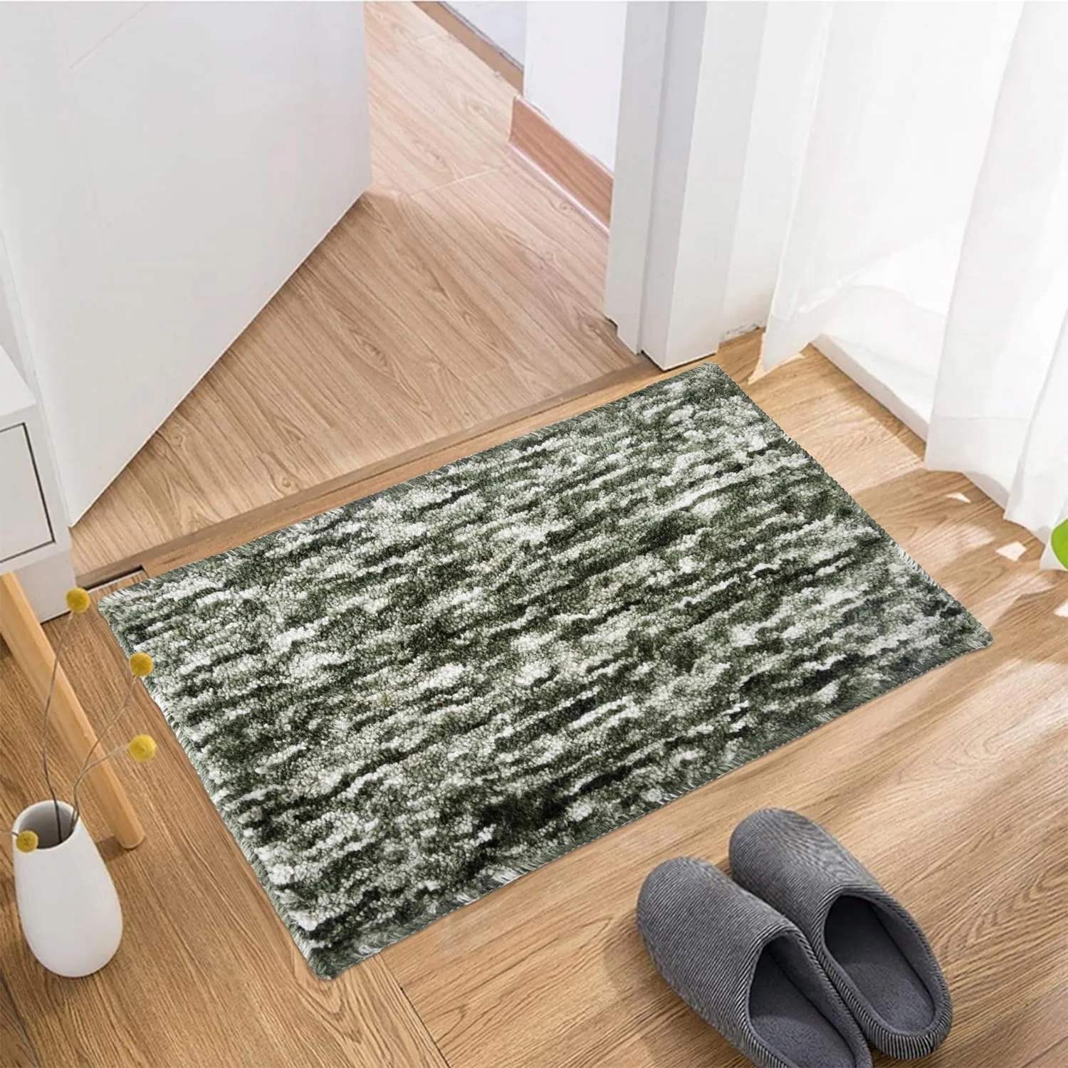 Kuber Industries Door Mat | Multi Riyal Doormat | Microfiber Entrance Mat | Entry Doormat | Office Entrance Door Mat | Door Mat for Home | Door Mat for Living | Green