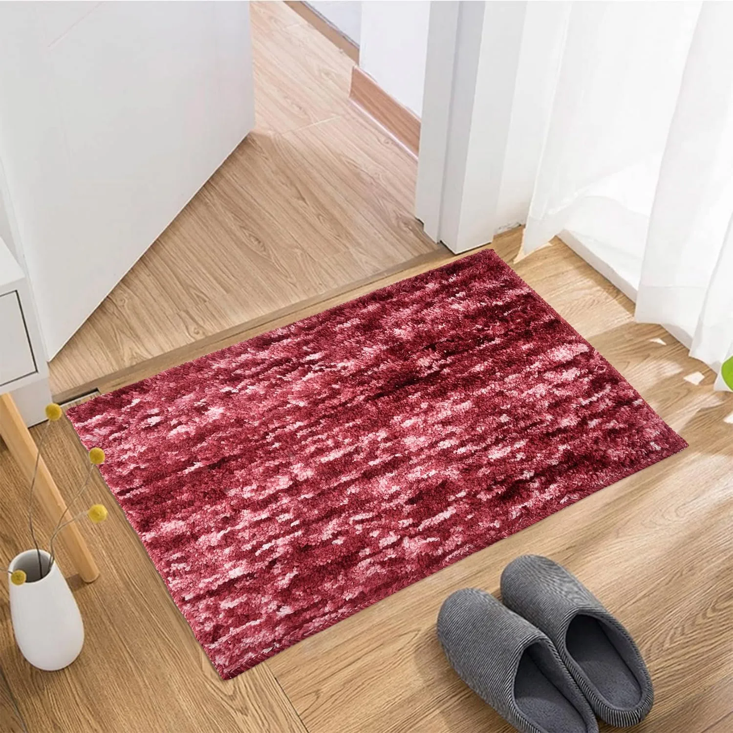 Kuber Industries Door Mat | Multi Riyal Doormat | Microfiber Entrance Mat | Entry Doormat | Office Entrance Door Mat | Door Mat for Home | Door Mat for Living | Maroon