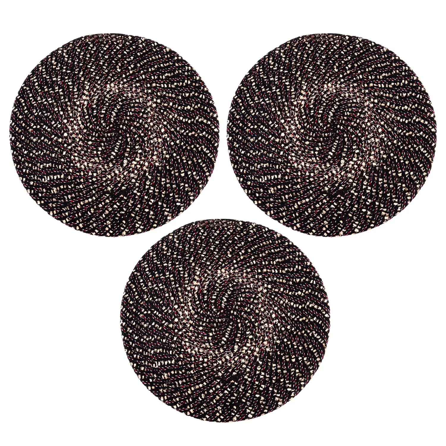 Kuber Industries Door Mat | Round Shape Feather Door Mat | Cotton Reversible Mat | Door Mat for Kitchen | Door Mat for Home | 16 Inch | Small | Pack of 3 | Brown