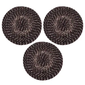 Kuber Industries Door Mat | Round Shape Feather Door Mat | Cotton Reversible Mat | Door Mat for Kitchen | Door Mat for Home | 16 Inch | Small | Pack of 3 | Brown