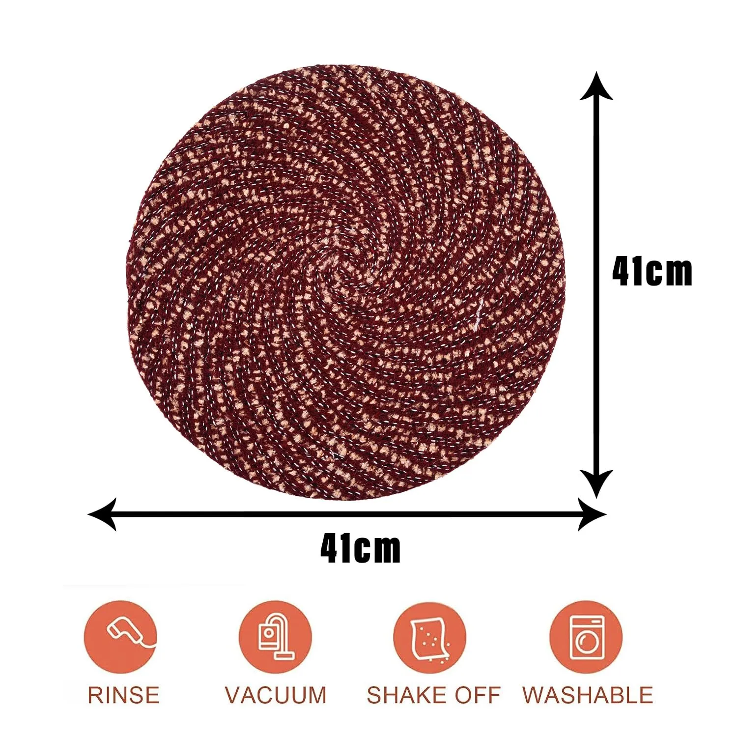 Kuber Industries Door Mat | Round Shape Feather Door Mat | Cotton Reversible Mat | Door Mat for Kitchen | Door Mat for Home | 16 Inch | Small | Pack of 3 | Maroon