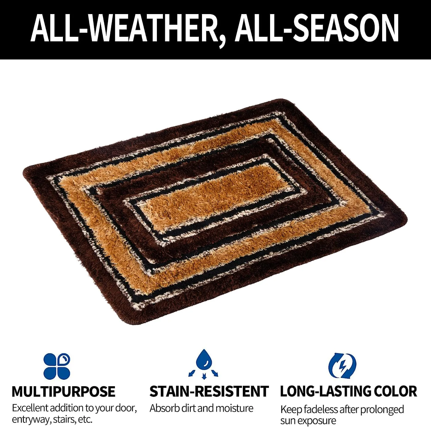 Kuber Industries Door Mat | Square Shape Fur Doormat | Microfiber Entrance Mat | Entry Doormat | Office Entrance Door Mat | Door Mat for Home | Door Mat for Living | Gold & Brown