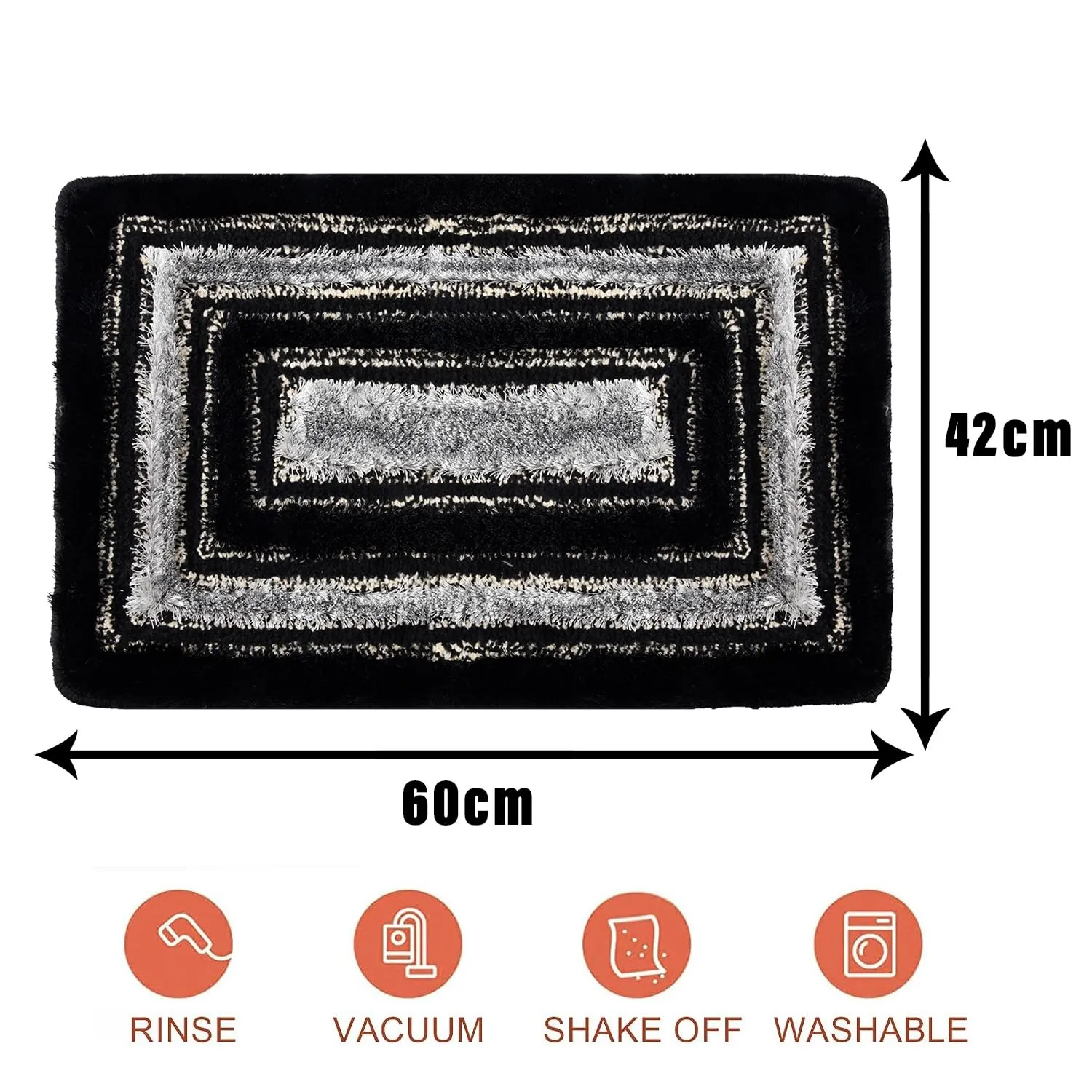 Kuber Industries Door Mat | Square Shape Fur Doormat | Microfiber Entrance Mat | Entry Doormat | Office Entrance Door Mat | Door Mat for Home | Door Mat for Living | Gray & Black