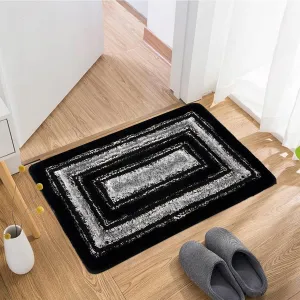 Kuber Industries Door Mat | Square Shape Fur Doormat | Microfiber Entrance Mat | Entry Doormat | Office Entrance Door Mat | Door Mat for Home | Door Mat for Living | Gray & Black