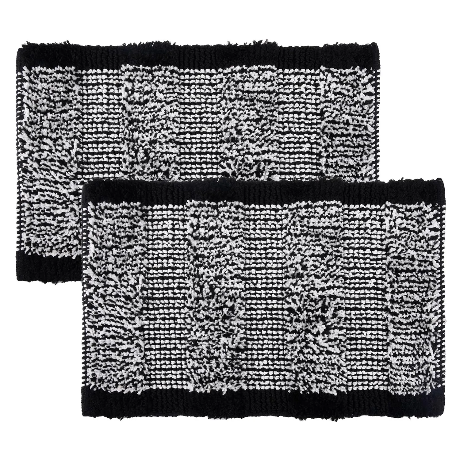 Kuber Industries Door Mat | White Cut Loop Doormat | Microfiber Entrance Mat | Entry Doormat | Office Entrance Door Mat | Door Mat for Home | Door Mat for Living | Pack of 2 | Black