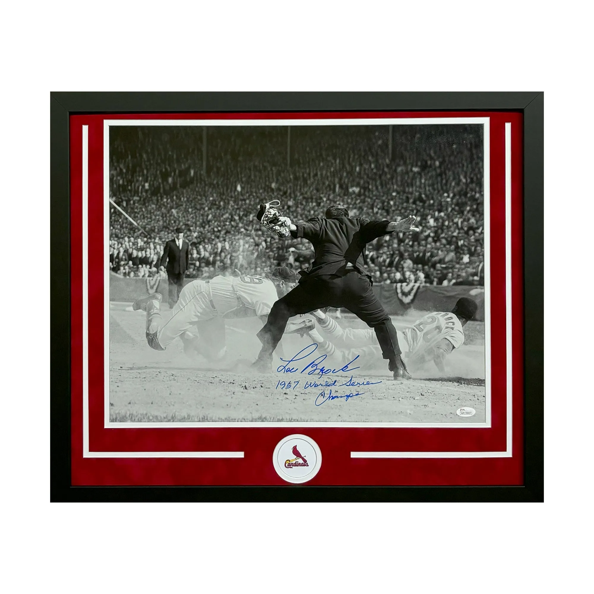 Lou Brock 1967 Word Series Champs Hand Signed & Framed Cardinals 16x20 Baseball Photo