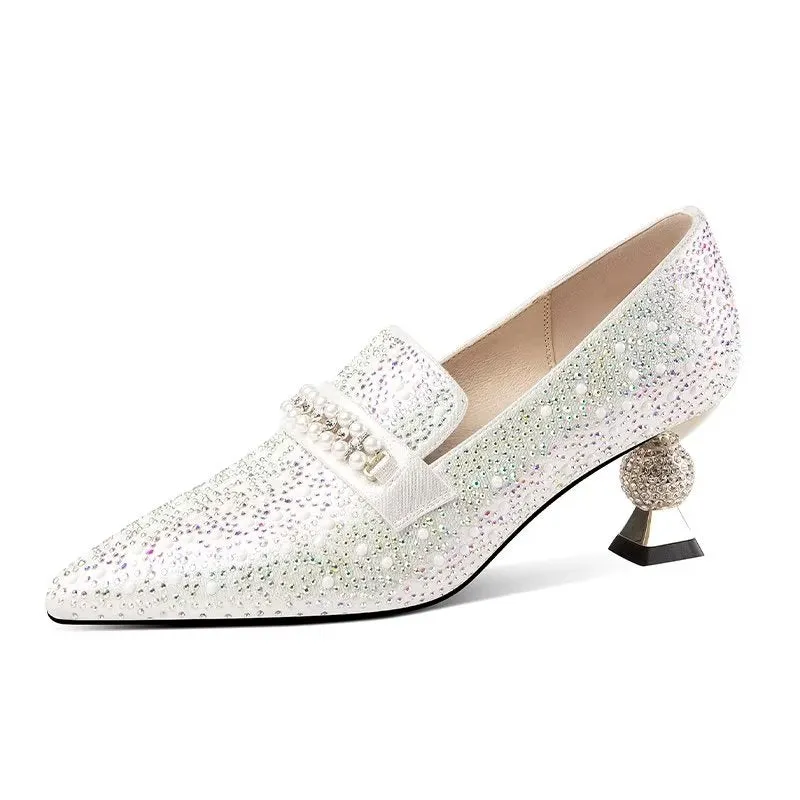 LuxeLeather Exotic Texture Slip-On Heels