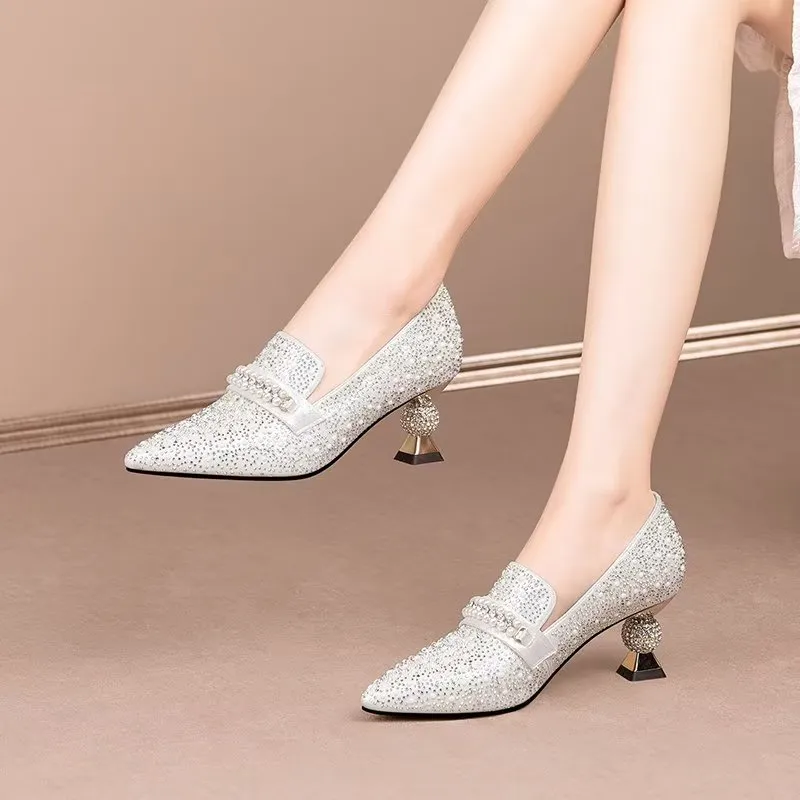 LuxeLeather Exotic Texture Slip-On Heels