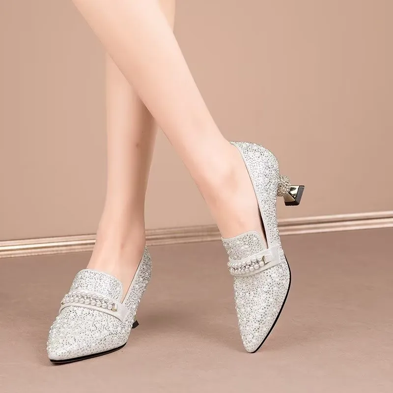 LuxeLeather Exotic Texture Slip-On Heels