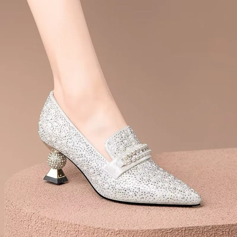 LuxeLeather Exotic Texture Slip-On Heels